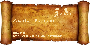 Zabolai Mariann névjegykártya